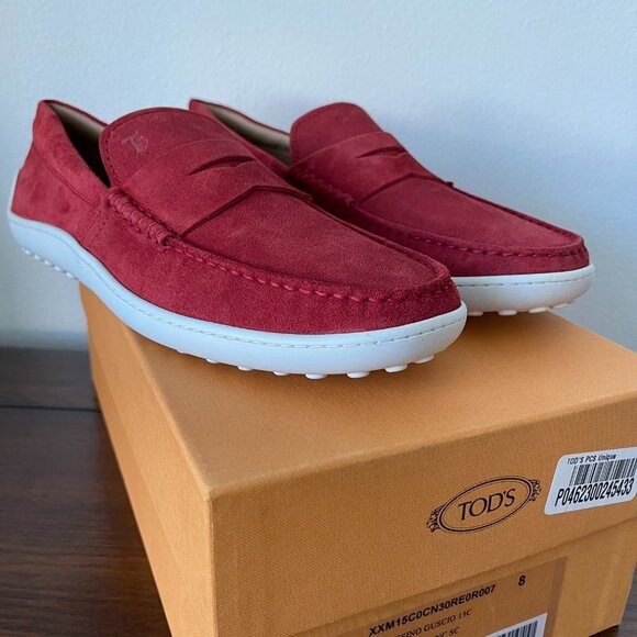 Tod's Men's Red Suede Mocassino Guscio Loafer Shoe. XXM15C0CN30RE0R007 - Picture 11 of 12